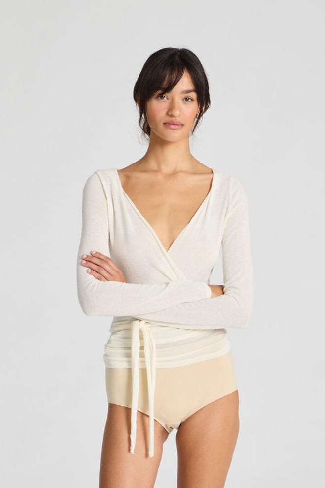 Anne Wool Wrap langærmet t-shirt - Off White